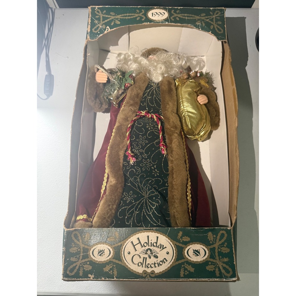 Vintage 1999 Holiday Collection Santa Claus 18" Burgundy Velvet Figurine Decor